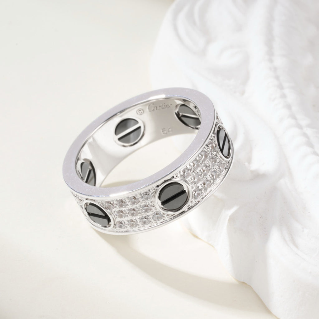 [Angela Jewelry]LOVE RING 5.5MM DIAMONDS PAVED CERAMIC
