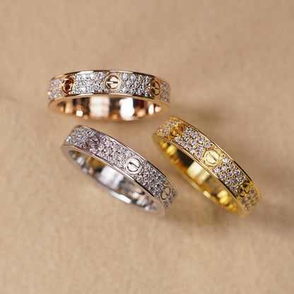 [Angela Jewelry]LOVE RING 4.0MM DIAMOND PAVED