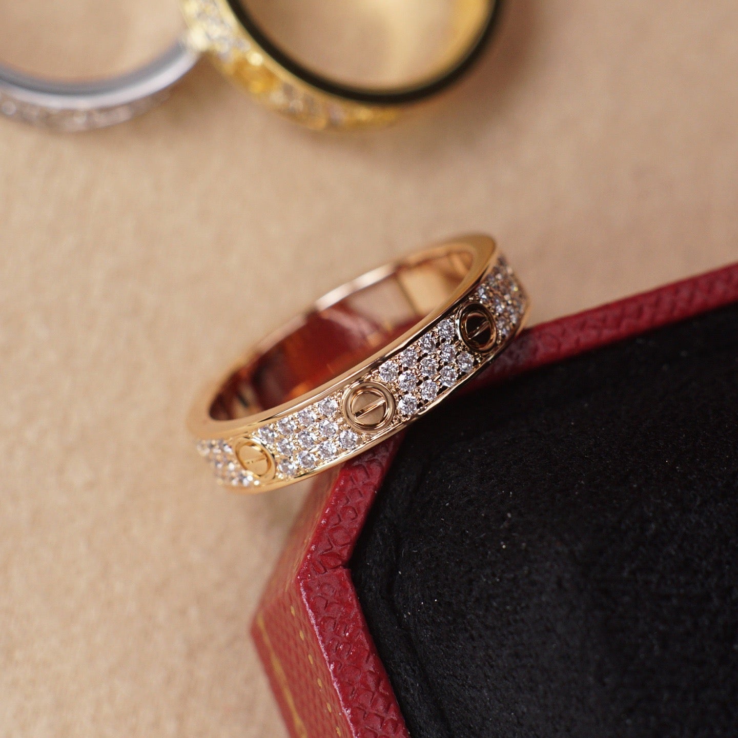 [Angela Jewelry]LOVE RING 4.0MM DIAMOND PAVED