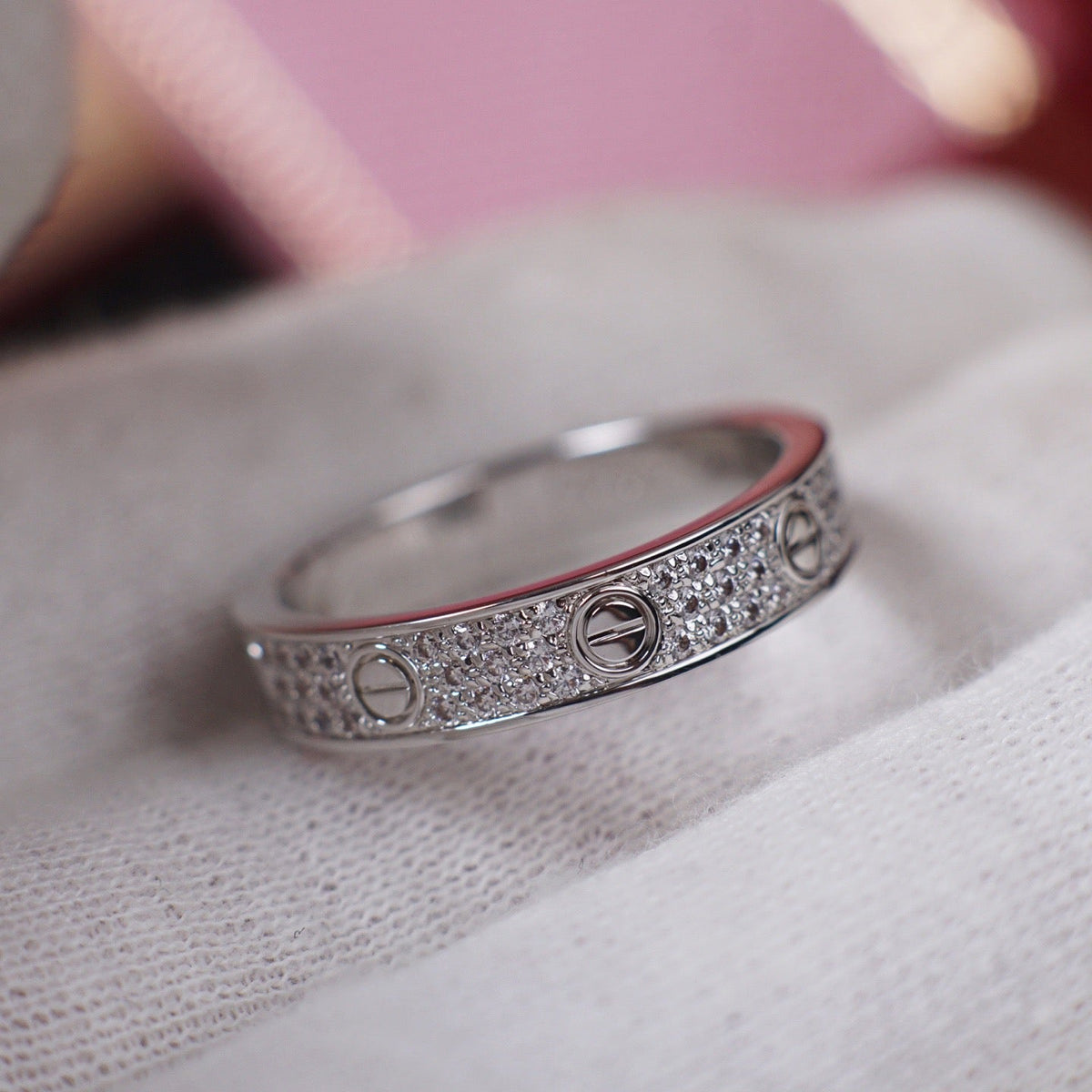 [Angela Jewelry]LOVE RING 4.0MM DIAMOND PAVED