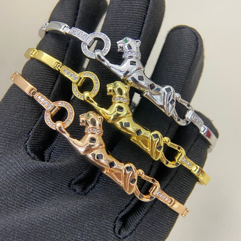 [Angela Jewelry]PANTHERE HALF DIAMOND ON CHAIN BRACELET