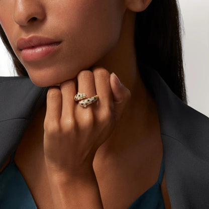 [Angela Jewelry]PANTHERE DOUBLE HEADED FULL DIAMOND  RING