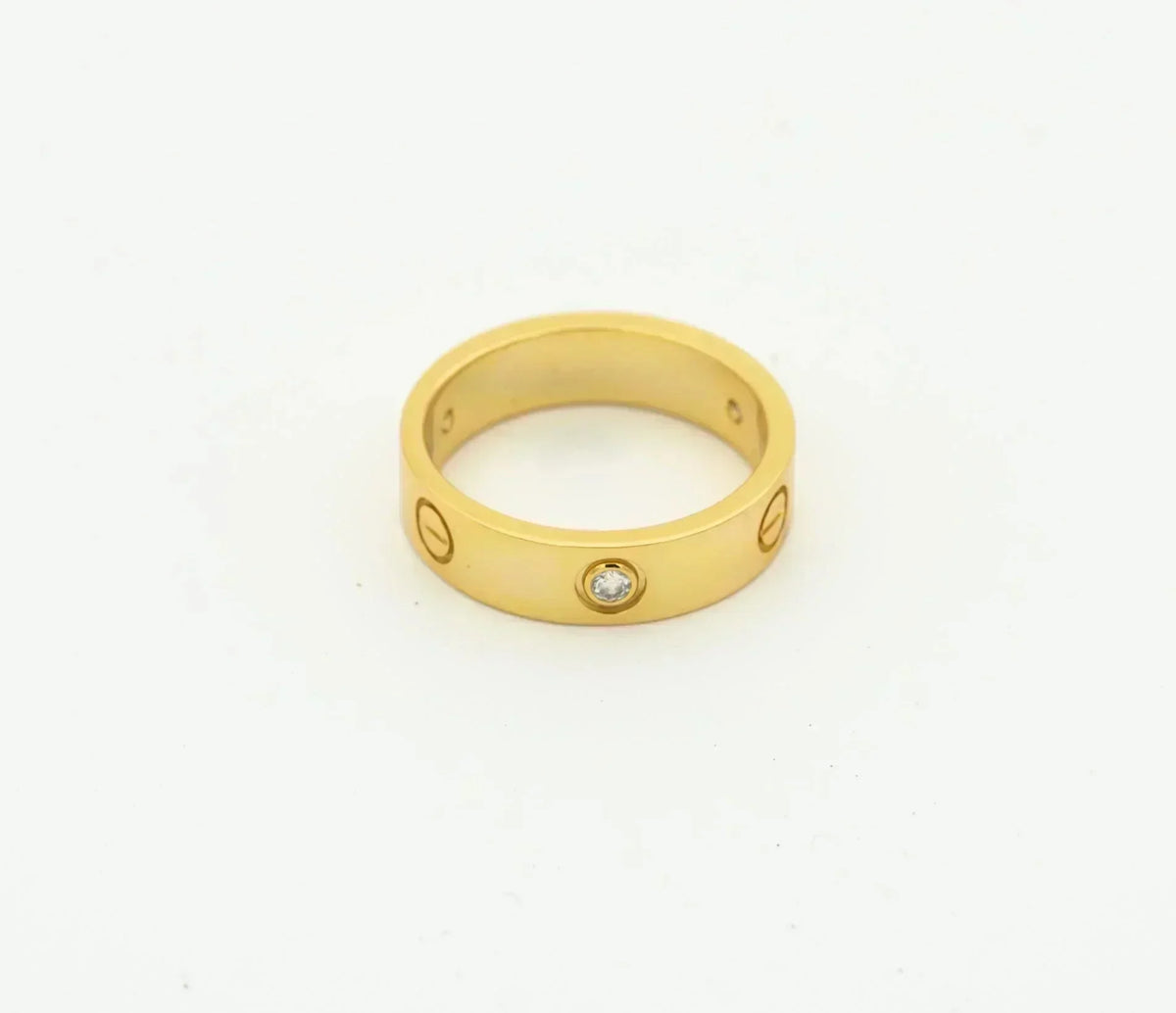[アンジェラジュエリー]ラブリング 4mm ダイヤモンド1粒 ゴールド
