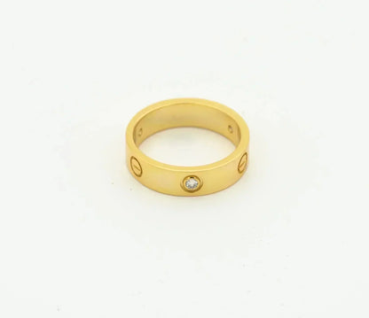 [アンジェラジュエリー]ラブリング 4mm ダイヤモンド1粒 ゴールド