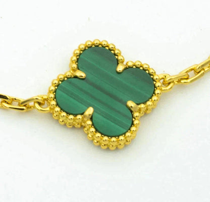[Angela Jewelry] CLOVER 5 MOTIF MALACHITE BRACELET COLLECTION