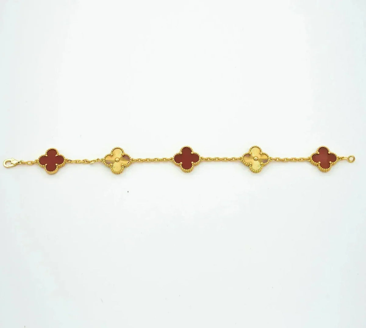 [Angela Jewelry] CLOVER 5 MOTIF RED CORNELIAN BRACELET COLLECTION