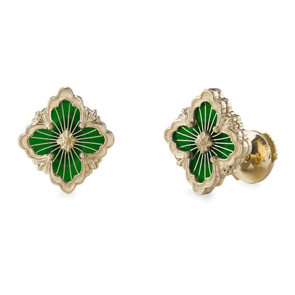 [Angela Jewelry]OPERA TULLE GOLD BUTTON EARRINGS ENAMELED ELEMENT