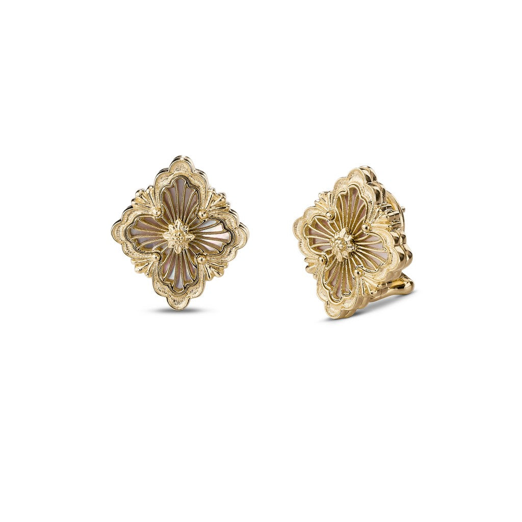 [Angela Jewelry]OPERA TULLE GOLD BUTTON EARRINGS ENAMELED ELEMENT