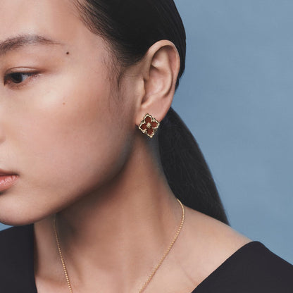 [Angela Jewelry]OPERA TULLE GOLD BUTTON EARRINGS ENAMELED ELEMENT