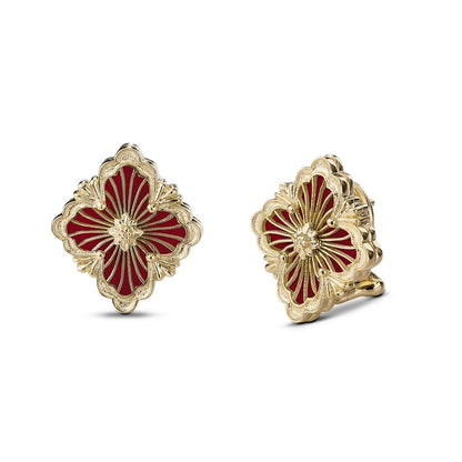 [Angela Jewelry]OPERA TULLE GOLD BUTTON EARRINGS ENAMELED ELEMENT