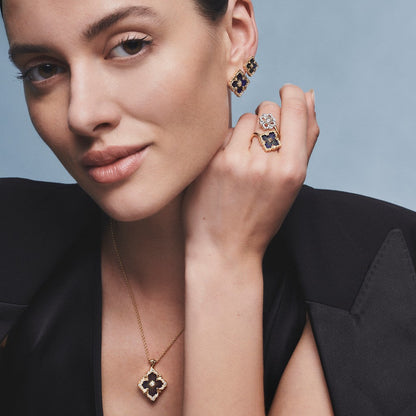 [Angela Jewelry]OPERA TULLE GOLD BUTTON EARRINGS ENAMELED ELEMENT