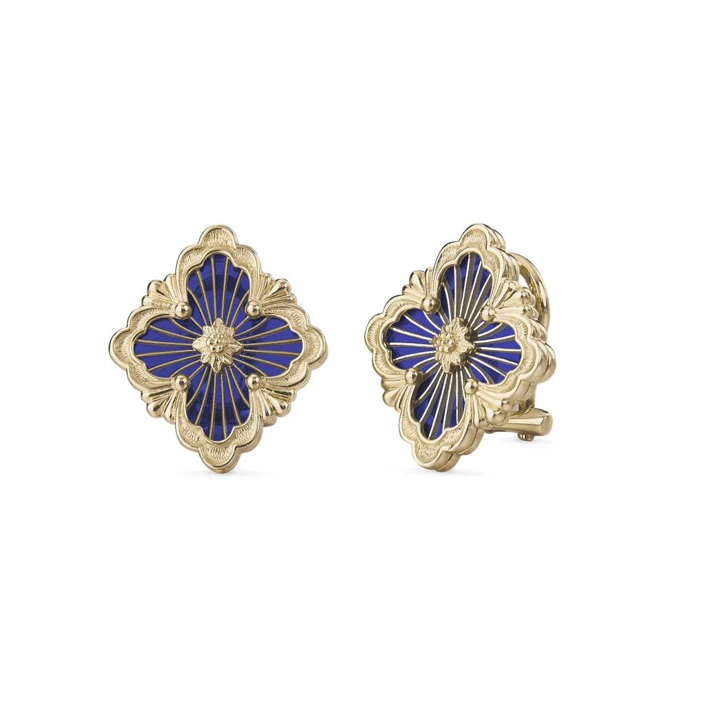 [Angela Jewelry]OPERA TULLE GOLD BUTTON EARRINGS ENAMELED ELEMENT
