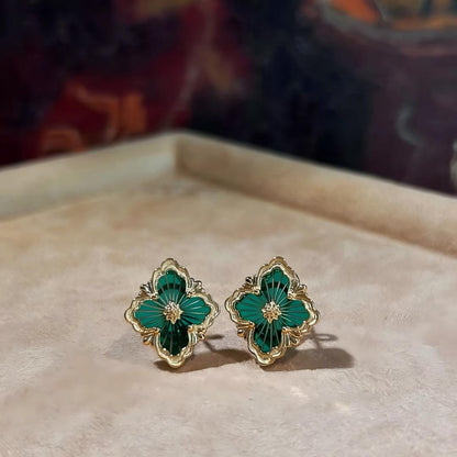 [Angela Jewelry]OPERA TULLE GOLD BUTTON EARRINGS ENAMELED ELEMENT