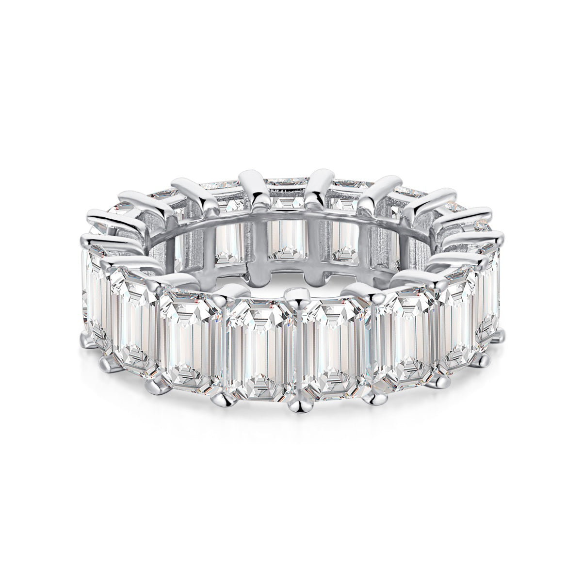 [Angela Jewelry]0.75 Carat Elegant Emerald Cut Tennis Ring