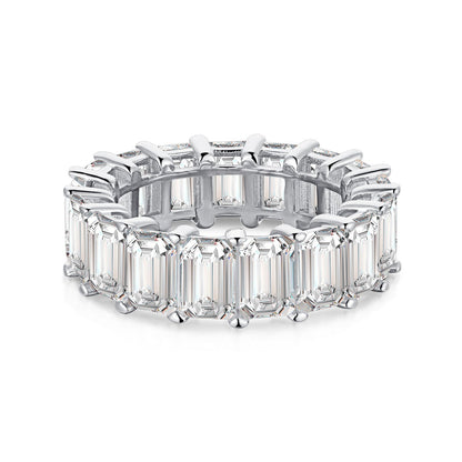 [Angela Jewelry]0.75 Carat Elegant Emerald Cut Tennis Ring
