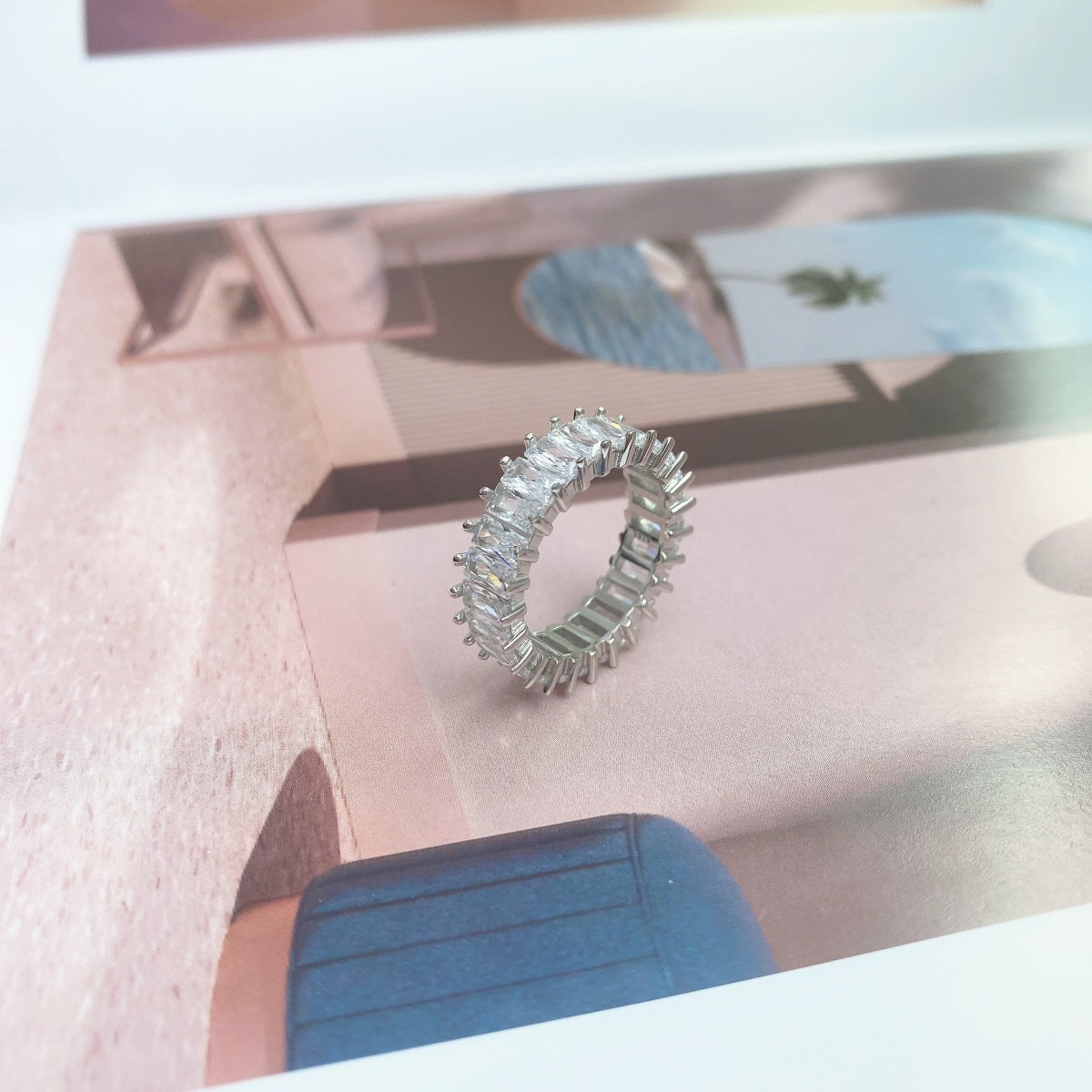 [Angela Jewelry]Unique Colorful Radiant Cut RIng