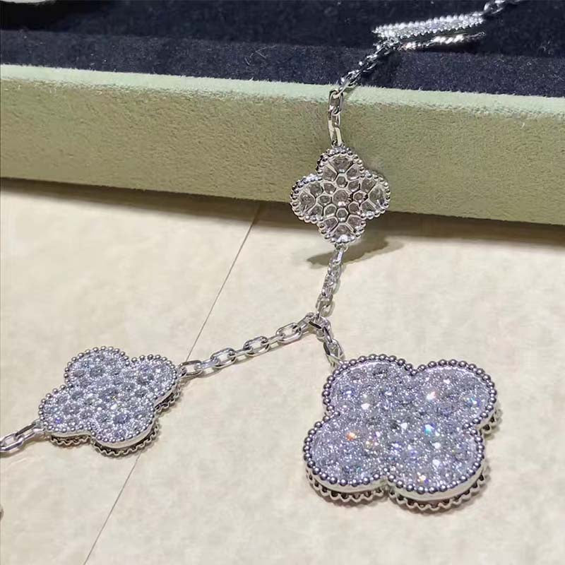 [アンジェラジュエリー]クローバー 6モチーフ シルバー ダイヤモンド ブレスレット