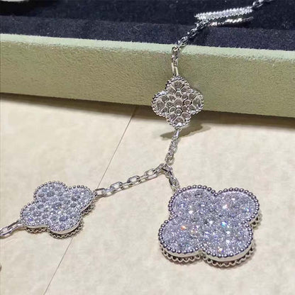 [アンジェラジュエリー]クローバー 6モチーフ シルバー ダイヤモンド ブレスレット