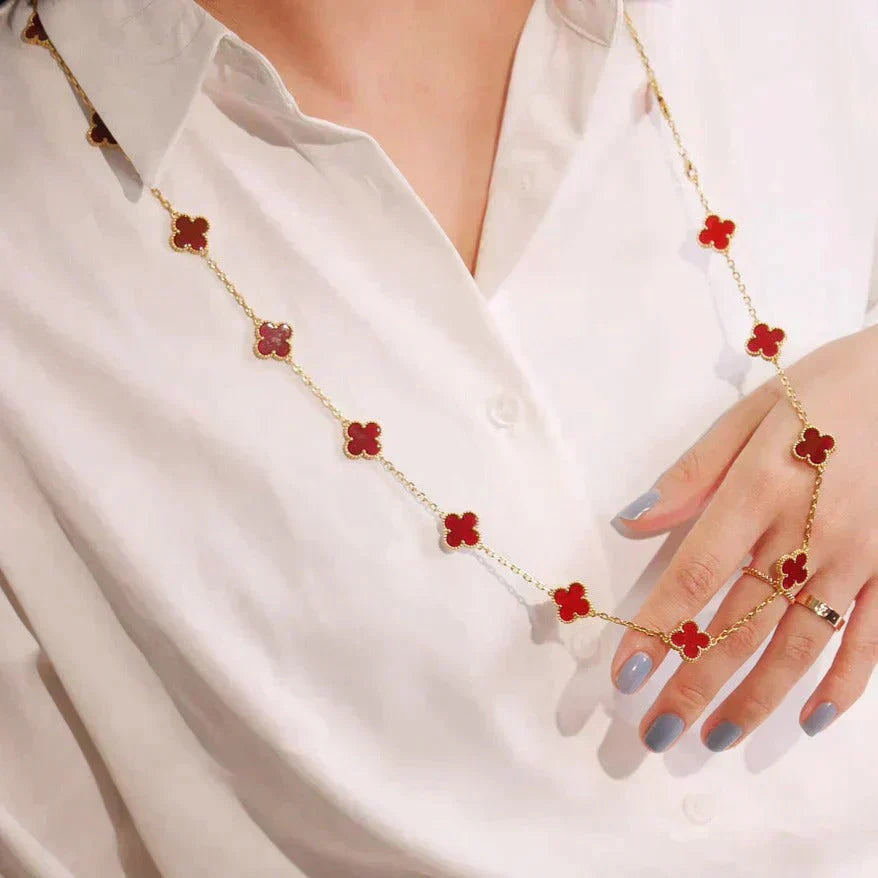 [Angela Jewellery]CLOVER 20 MOTIFS CARNELIAN NECKLACE