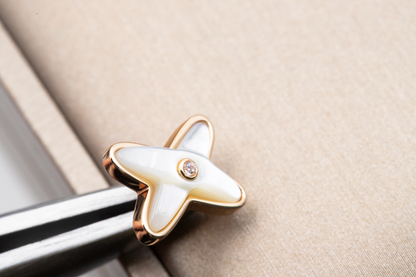 [Angela Jewellery]JEUX DE WHITE MOP ROSE GOLD DIAMOND EARRINGS