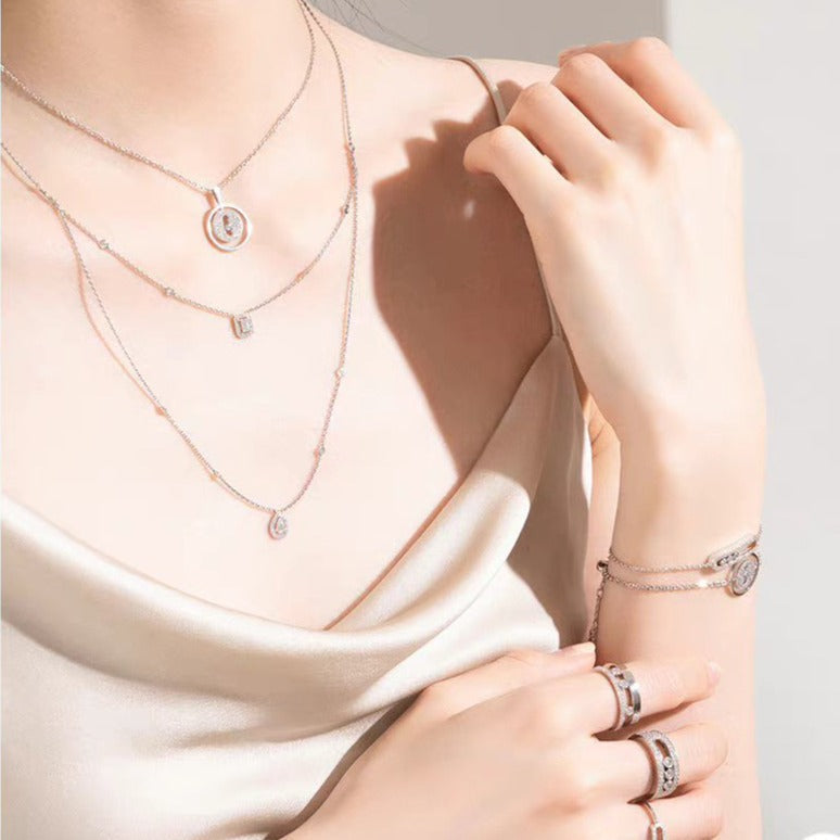[Angela Jewelry]LUCKY MOVER PM PAVED NECKLACE