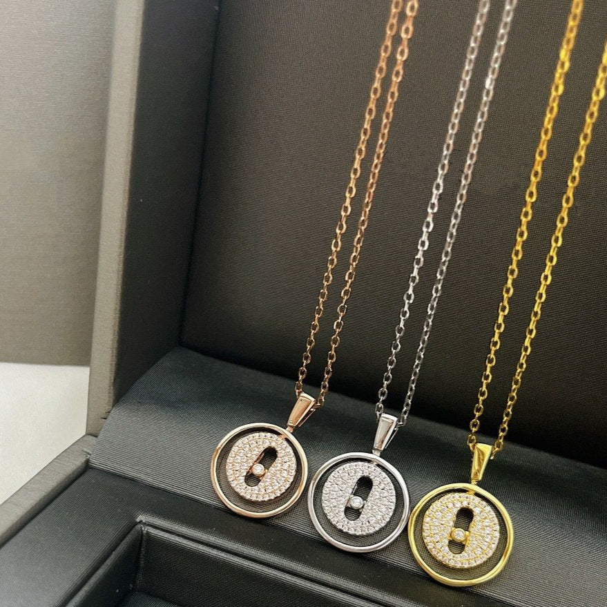 [Angela Jewelry]LUCKY MOVER PM PAVED NECKLACE