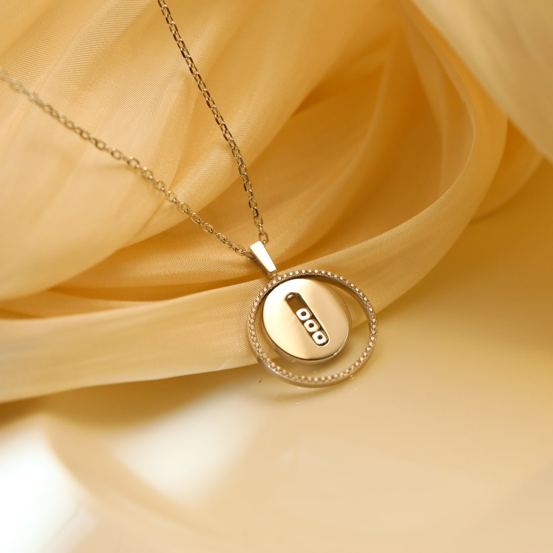 [Angela Jewelry]LUCKY MOVE MM SILVER DIAMOND NECKLACE