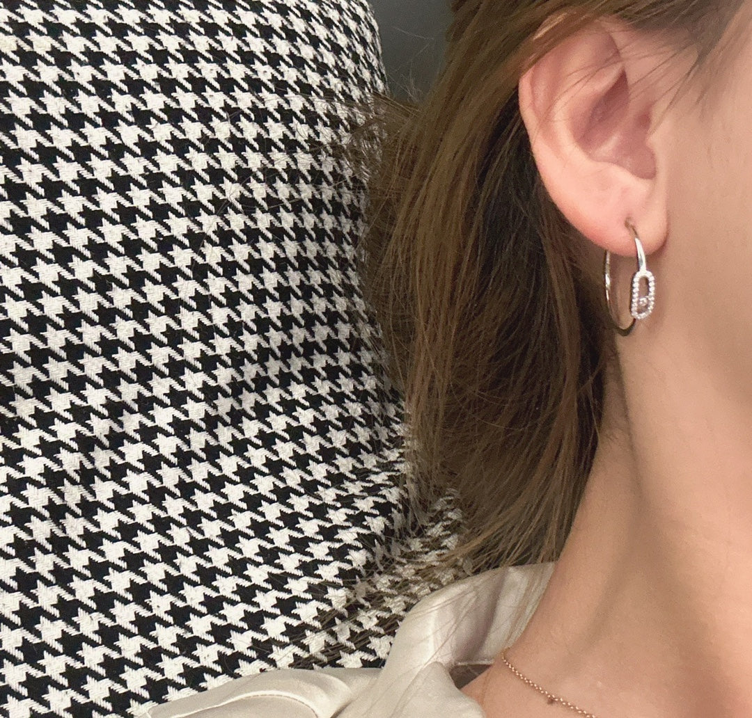 [Angela Jewelry]CREOLES MOVE UNO PM DIAMOND EARRINGS