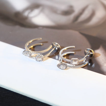 [Angela Jewelry]CREOLES MY TWIN 2 RANGS SILVER DIAMOND EARRINGS