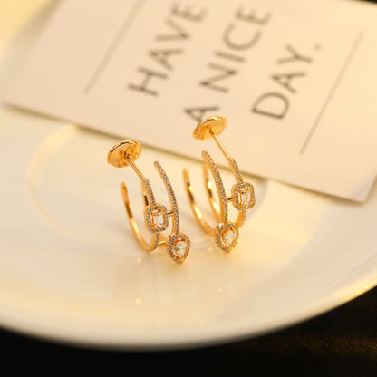 [Angela Jewelry]CREOLES MY TWIN 2 RANGS SILVER DIAMOND EARRINGS