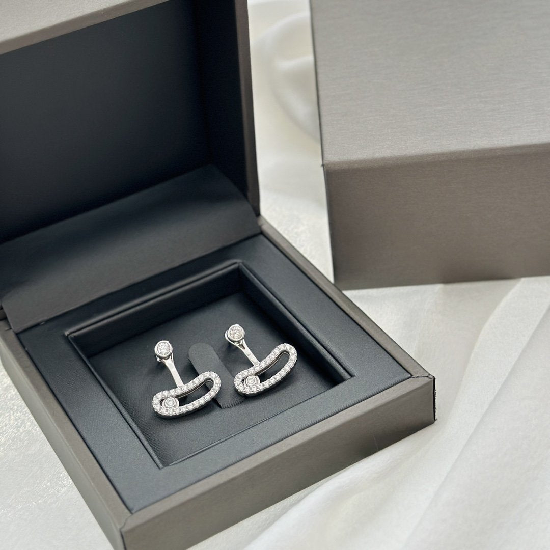 [Angela Jewelry]MOVE UNO SILVER DIAMOND EARRINGS