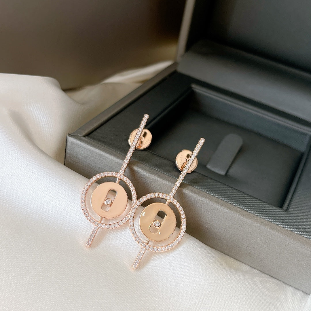 [Angela Jewelry]LUCKY MOVE ARROW PINK GOLD DIAMOND EARRINGS