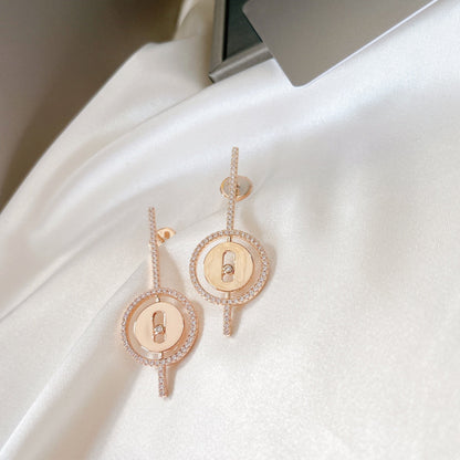 [Angela Jewelry]LUCKY MOVE ARROW PINK GOLD DIAMOND EARRINGS