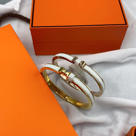 [Angela Jewellery]CLASSIC HM CLIC WHITE 8MM ENAMEL BRACELET