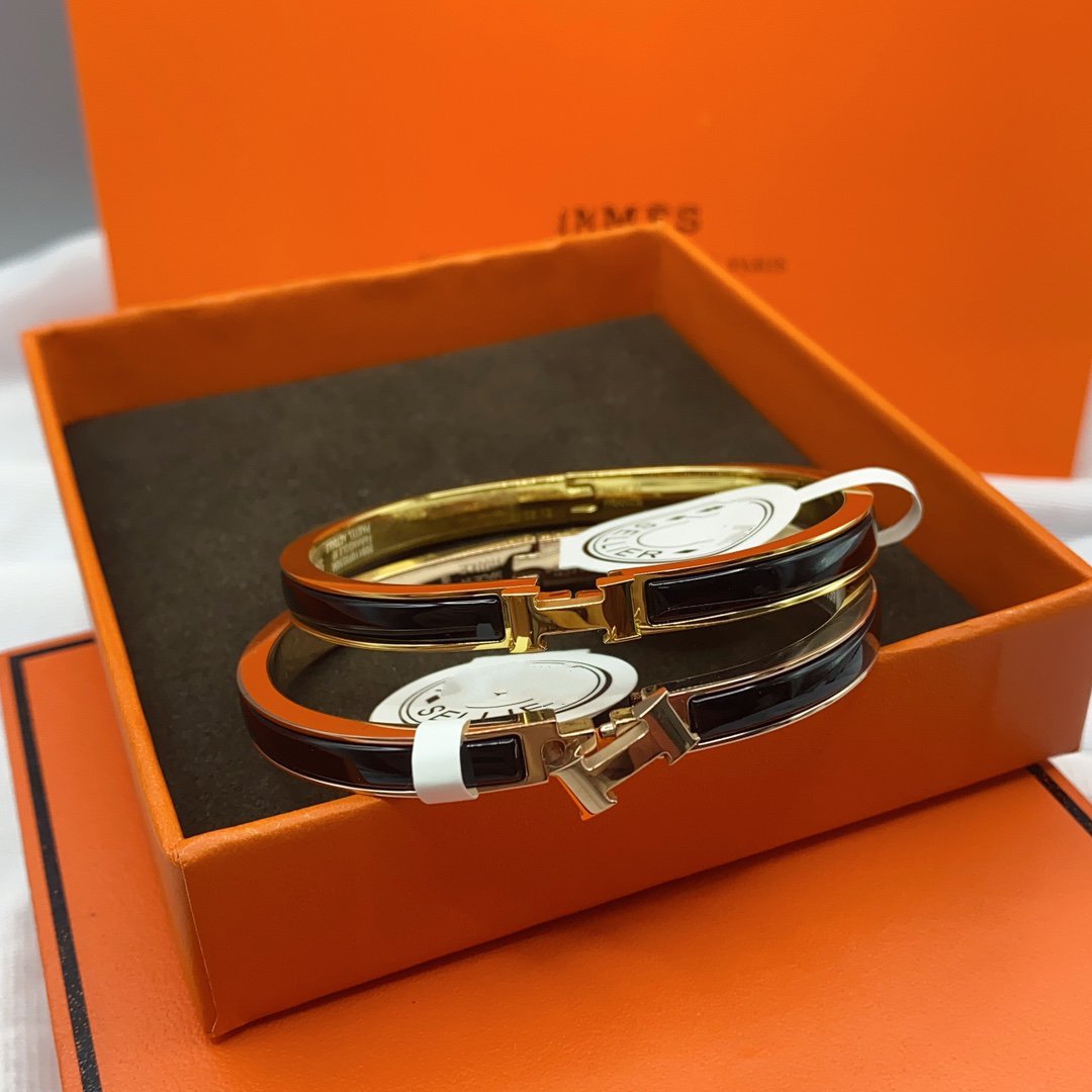 [Angela Jewellery]CLASSIC HM CLIC BLACK 8MM ENAMEL BRACELET