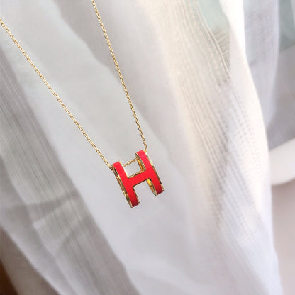 [アンジェラジュエリー]HM CLIC レッドエナメルゴールドネックレス