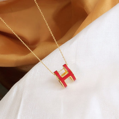 [アンジェラジュエリー]HM CLIC レッドエナメルゴールドネックレス