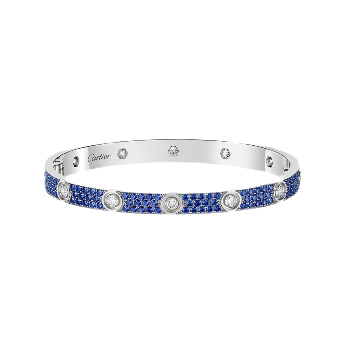 [Angela Jewelry]Pave Gemstone Love &Force Large Horseshoe Diamond Duo Bracelet Stack Set
