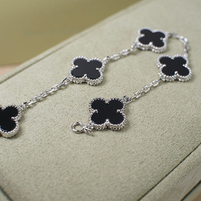 [Angela Jewelry]Clover & Love Sliver 2-Piece Bracelet Stack Set