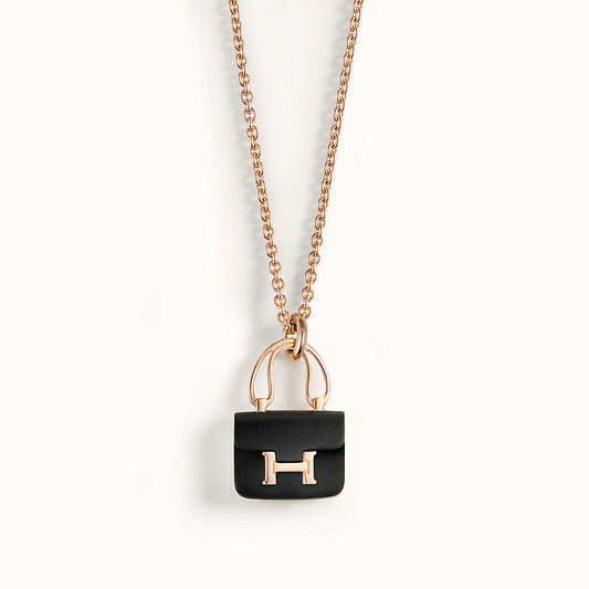 [Angela Jewellery]CONSTANCE BLACK PEDANT PINK GOLD NECKLACE