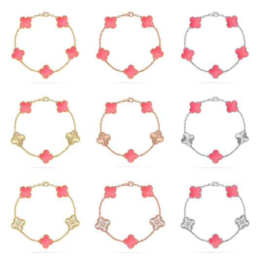 [Angela Jewelry] CLOVER 5 MOTIFS  PINK MOP BRACELET COLLECTION