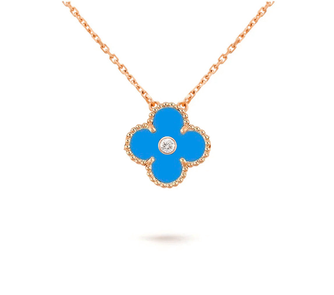 [Angela Jewelry]CLOVER 15MM DIAMOND SINGLE FLOWER NECKLACE COLLECTION