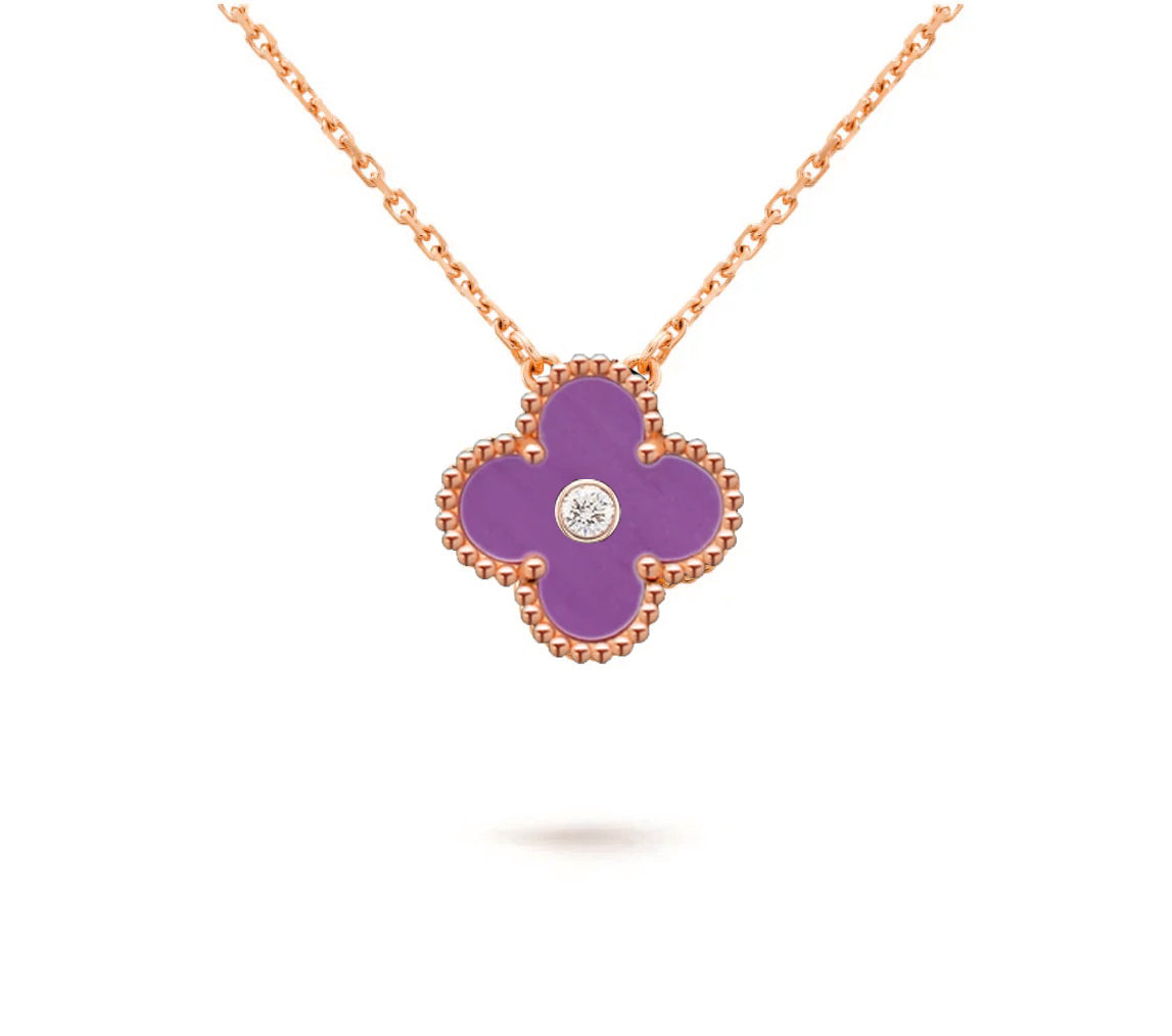 [Angela Jewelry]CLOVER 15MM DIAMOND SINGLE FLOWER NECKLACE COLLECTION