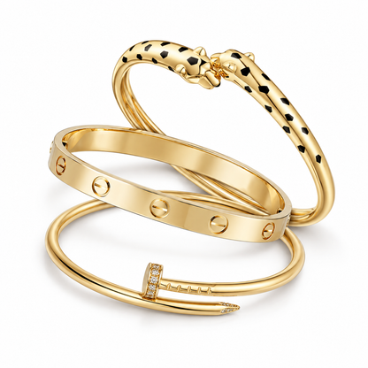 [Angela Jewelry] Panthère & LOVE  & JUSTE  Diamond Bracelet Stack Set