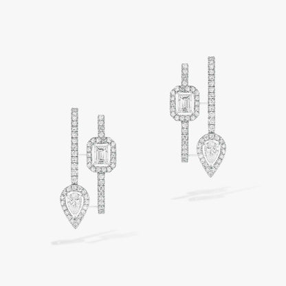 [Angela Jewelry]CREOLES MY TWIN 2 RANGS SILVER DIAMOND EARRINGS