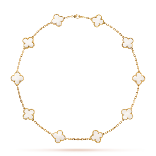 [Angela Jewelry]CLOVER 10 MOTIFS WHITE MOTHER OF PEARL NECKLACE