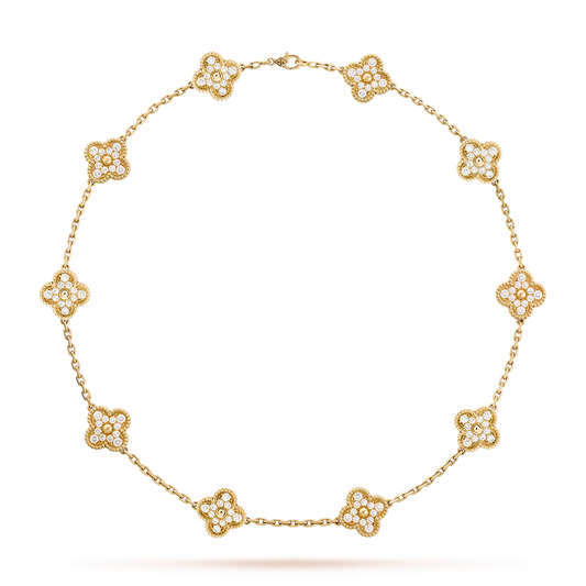 [Angela Jewelry]CLOVER 10 MOTIFS DIAMOND NECKLACE