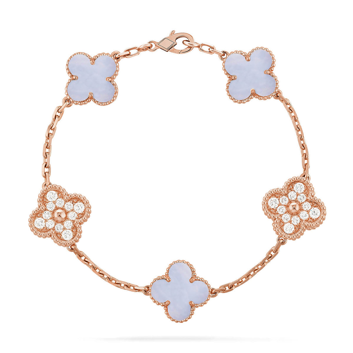 [Angela Jewelry] CLOVER 5 MOTIF PURPLE CHALCEDONY BRACELET COLLECTION