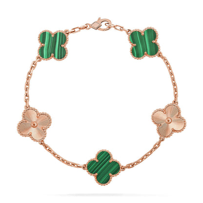 [Angela Jewelry] CLOVER 5 MOTIF MALACHITE BRACELET COLLECTION