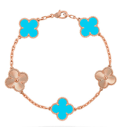 [Angela Jewelry] CLOVER 5 MOTIF TURQUOISE BRACELET COLLECTION